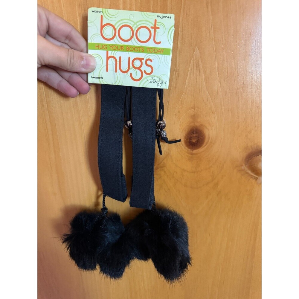Boot Hugs by Bandals - Black Poms - Adjustable Size